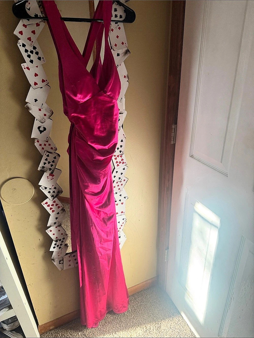 B. DARLIN Pink Satin Maxi Dress Size Small Like New